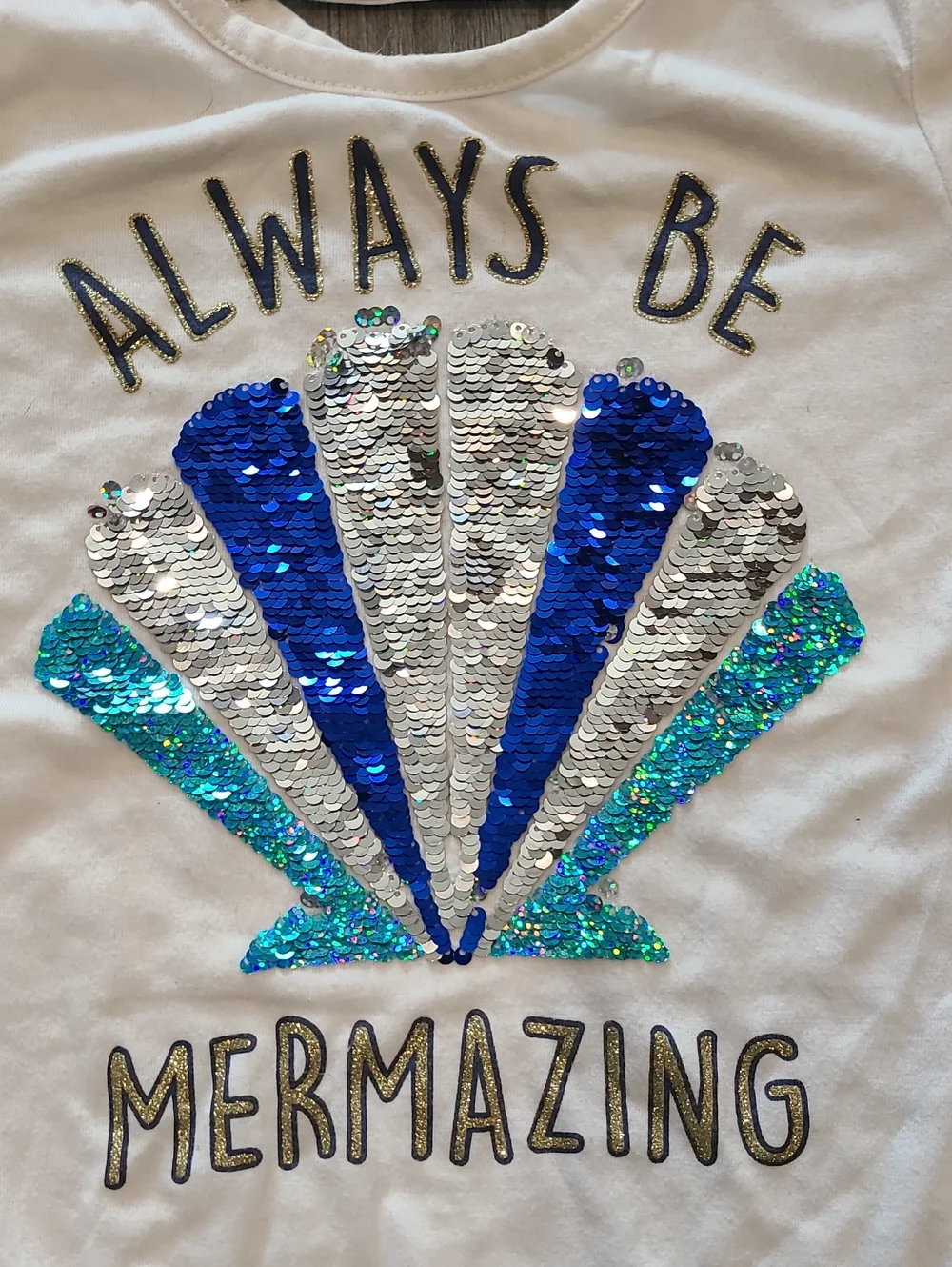 Always Be Mermaids Flip Sequins Top & Matching Tropical Shorts Size 7/8